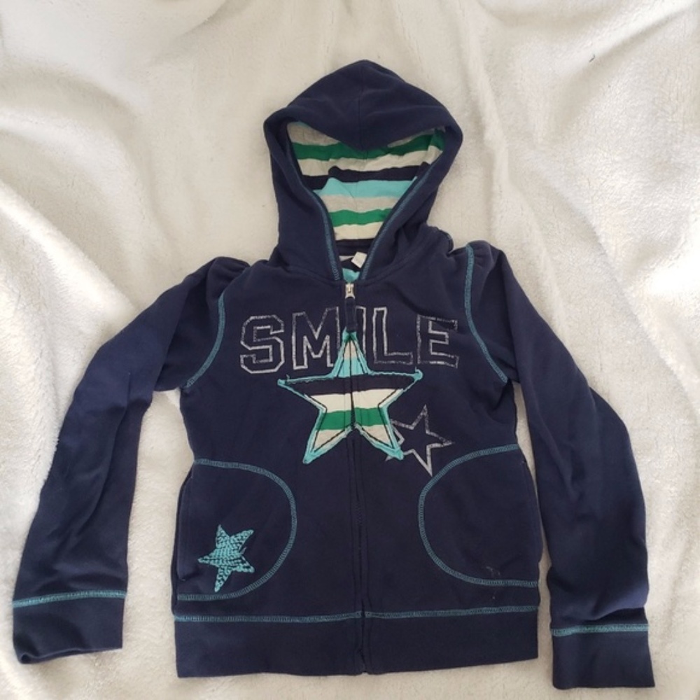 Old Navy Smile Star Blue Hooded Jacket size XL